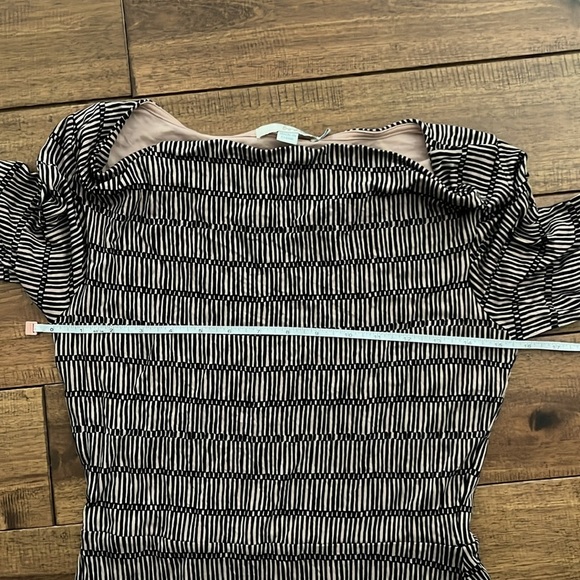 BODEN Long Sleeve Sheath Dress Black Printed Draped Neck Size 6R Wool Blend - Picture 8 of 9